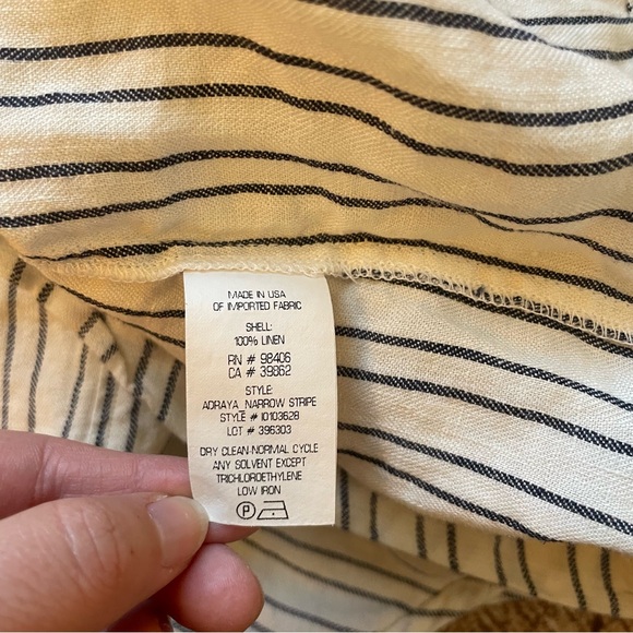 Theory 100% Linen Blue & White Pinstripe Sleeveless Shift Mini Dress - Picture 10 of 11